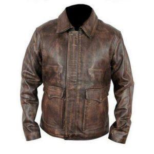 Distressed Biker Leather Jacket