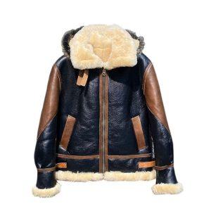 Hooded Black Leather Jacket