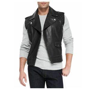 Men's Vintage Slim Fit Trucker Cafe Racer Quilted Vest Mens Leather Vest Motorcycle Vest Black Vest Genuine Leather Jacket