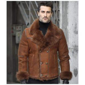 Men's B3 Bomber Shearling Brown Fur Coat